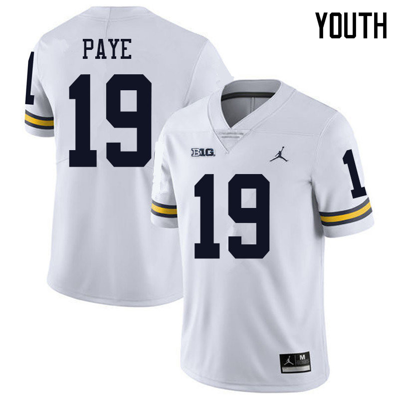 Jordan Brand Youth #19 Kwity Paye Michigan Wolverines College Football Jerseys Sale-White